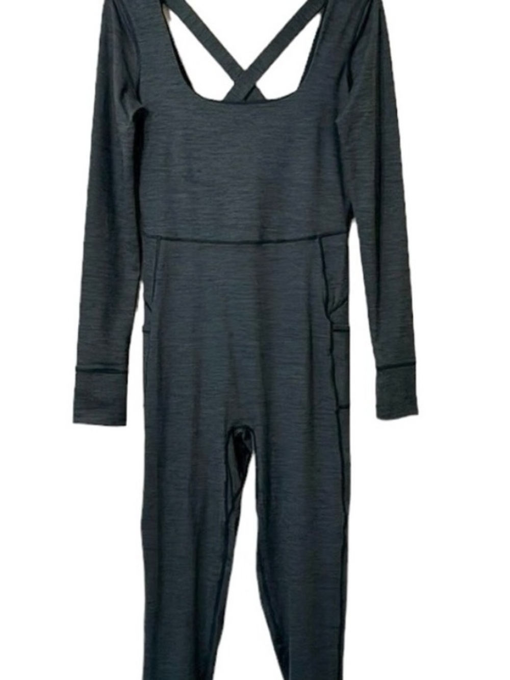 FP Movement by Free People Long Sleeve One-Piece Jumpsuit in Charcoal